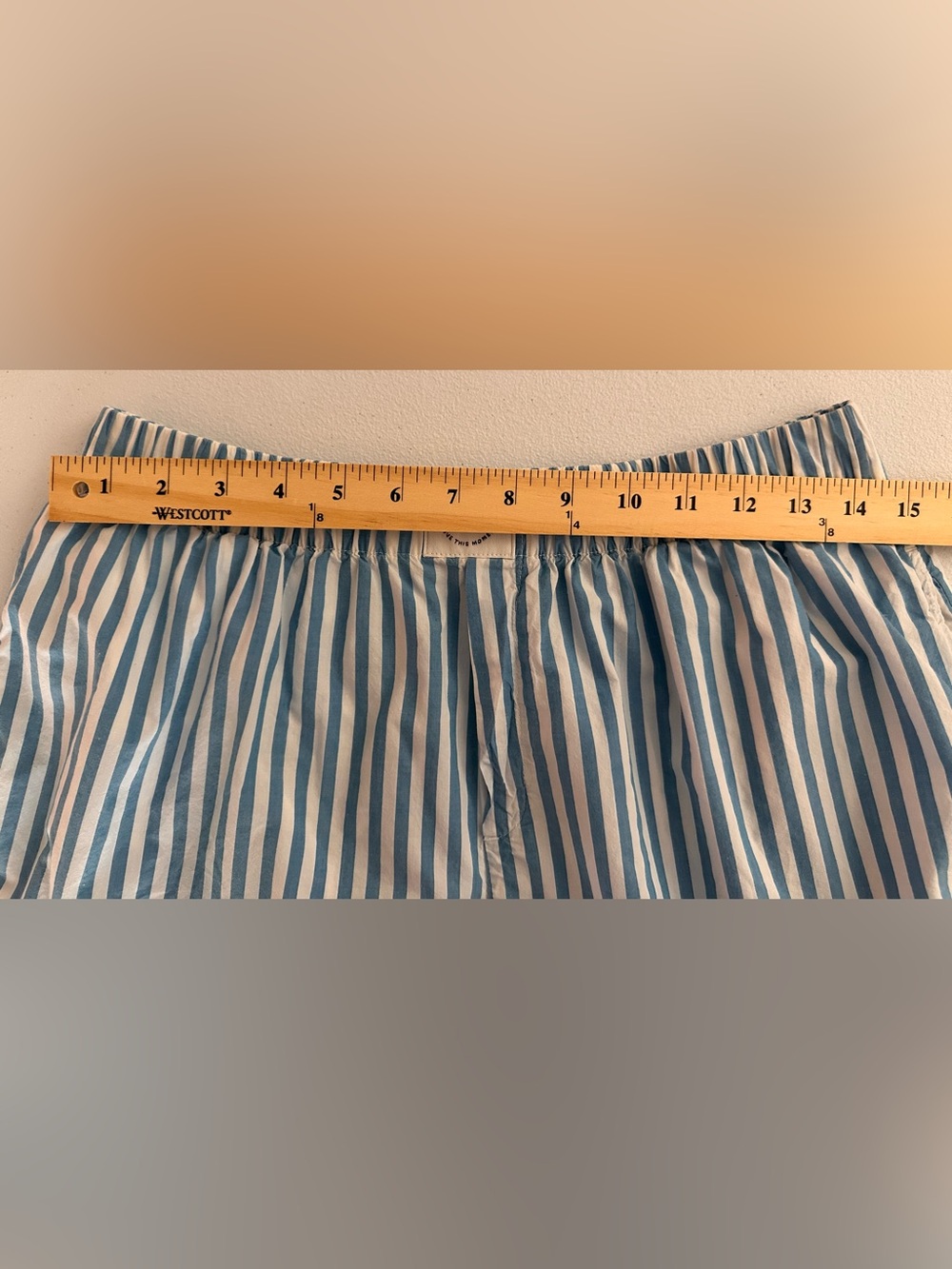 aerie Blue and White Vertical Stripe Cotton Shorts - Picture 2 of 4